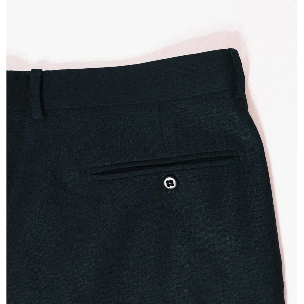 Zanella Bennett Mens 40x30 Flat Front Pleated Wool Dress Pants Black